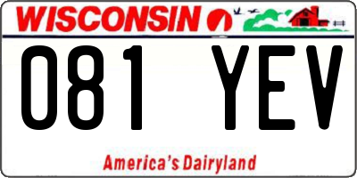 WI license plate 081YEV