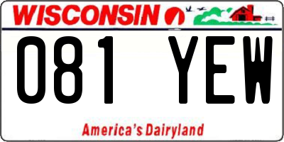 WI license plate 081YEW