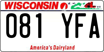 WI license plate 081YFA