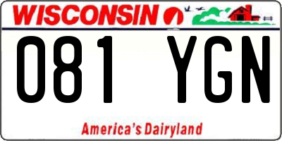 WI license plate 081YGN