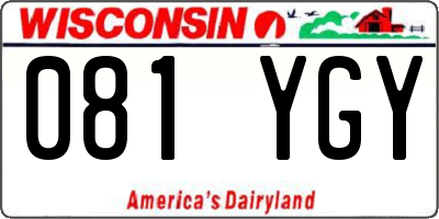 WI license plate 081YGY