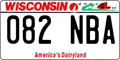 WI license plate 082NBA