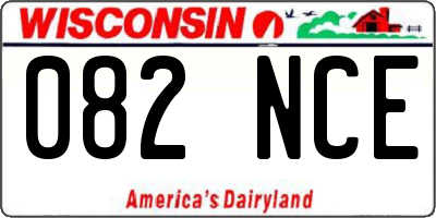 WI license plate 082NCE