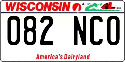 WI license plate 082NCO