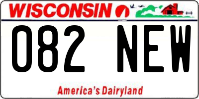 WI license plate 082NEW
