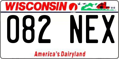 WI license plate 082NEX