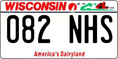 WI license plate 082NHS