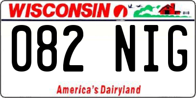 WI license plate 082NIG