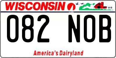 WI license plate 082NOB