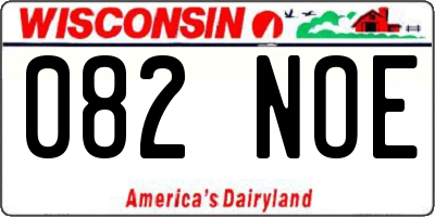 WI license plate 082NOE