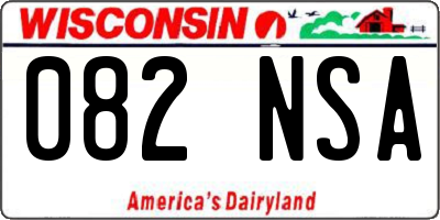 WI license plate 082NSA