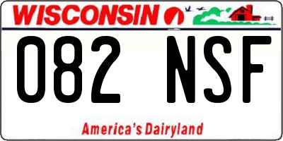 WI license plate 082NSF