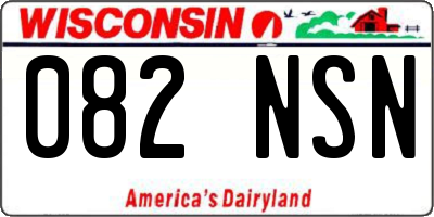 WI license plate 082NSN
