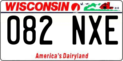 WI license plate 082NXE