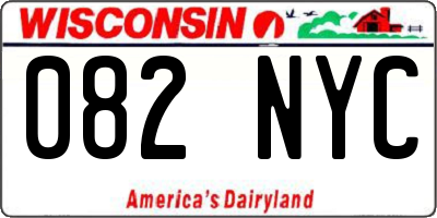 WI license plate 082NYC