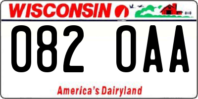 WI license plate 082OAA