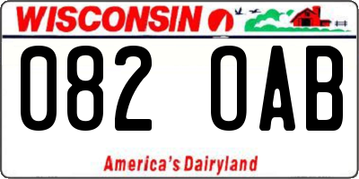 WI license plate 082OAB