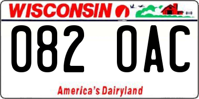 WI license plate 082OAC