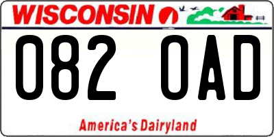 WI license plate 082OAD