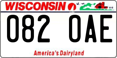 WI license plate 082OAE