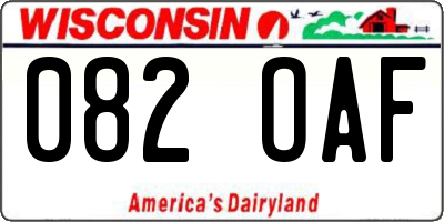 WI license plate 082OAF