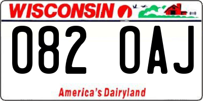 WI license plate 082OAJ