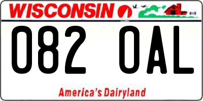 WI license plate 082OAL