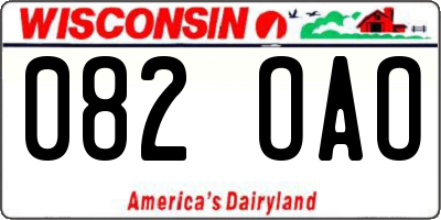 WI license plate 082OAO