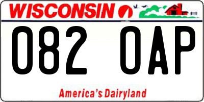 WI license plate 082OAP