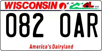 WI license plate 082OAR