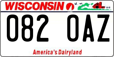 WI license plate 082OAZ