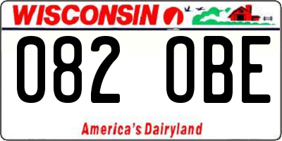 WI license plate 082OBE