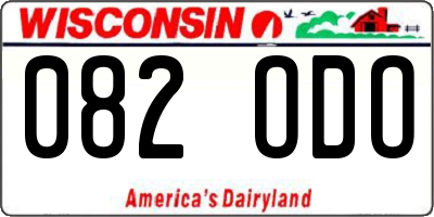 WI license plate 082ODO