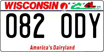 WI license plate 082ODY