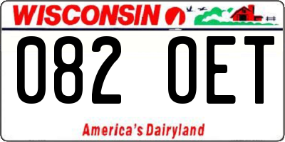 WI license plate 082OET