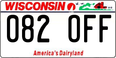 WI license plate 082OFF