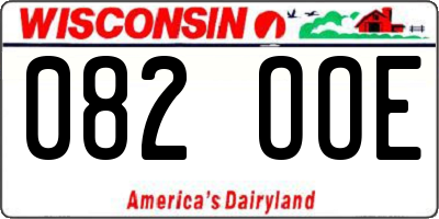 WI license plate 082OOE