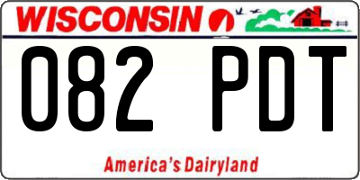 WI license plate 082PDT