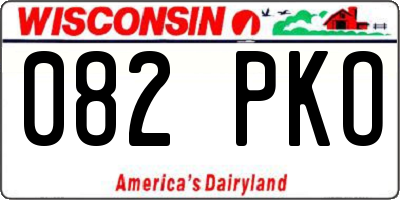 WI license plate 082PKO