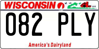 WI license plate 082PLY
