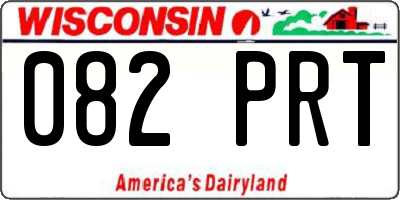 WI license plate 082PRT