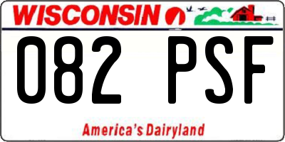 WI license plate 082PSF