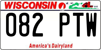 WI license plate 082PTW