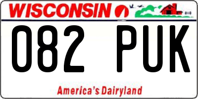 WI license plate 082PUK