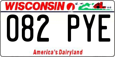 WI license plate 082PYE