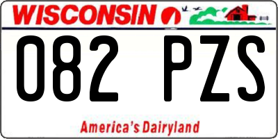 WI license plate 082PZS