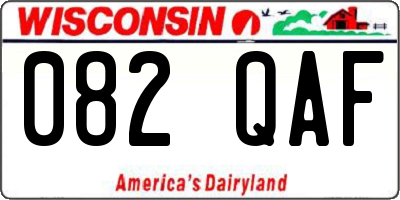 WI license plate 082QAF