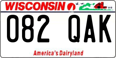 WI license plate 082QAK
