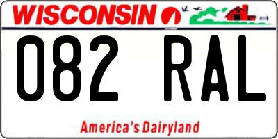 WI license plate 082RAL