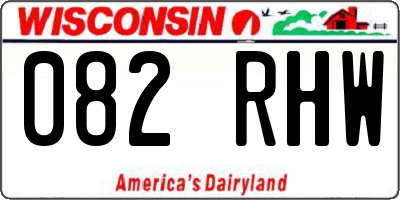 WI license plate 082RHW